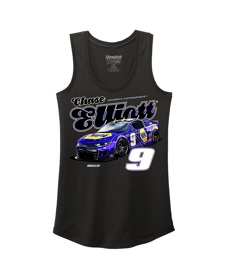Hendrick Motorsports Team Collection Women's Black Chase Elliott Name Number Racer Back Tri-Blend Tank Top
