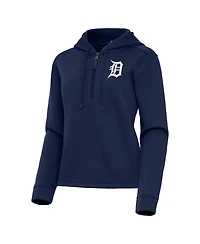 Antigua Women's Navy Detroit Tigers Contemporary Quarter-Zip Hoodie