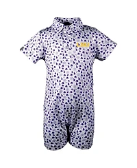 Garb Baby Boys and Girls White Lsu Tigers Earnest Polo Romper