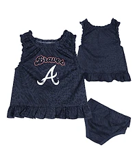 Outerstuff Baby Boys and Girls Navy Atlanta Braves Playground Dress Bloomers Set