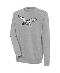 Antigua Men's Heather Gray Philadelphia Eagles Throwback Logo Victory Pullover Sweatshirt