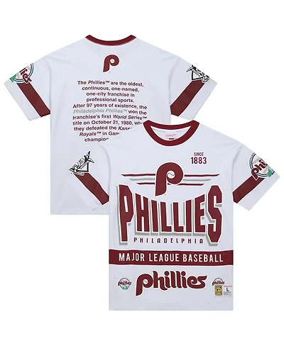 Mitchell & Ness Men's White Philadelphia Phillies Cooperstown Collection Team Origins Premium T-Shirt