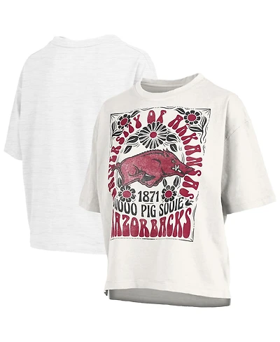 Pressbox Women's White Arkansas Razorbacks Harmony Oversized T-Shirt