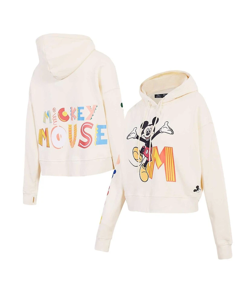 Freeze Max Women's Cream Mickey Mouse Hellow Mellow Cropped Pullover Hoodie