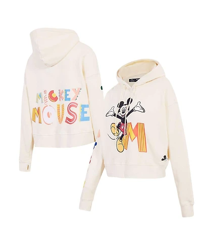 Freeze Max Women's Cream Mickey Mouse Hellow Mellow Cropped Pullover Hoodie