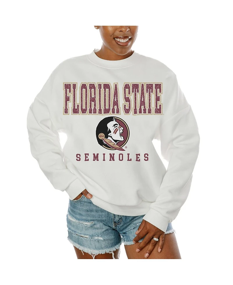 Gameday Couture Women's White Florida State Seminoles Freestyle Fleece Pullover Sweatshirt