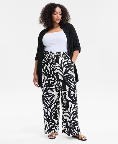 I.n.c. International Concepts Plus Printed Wide-Leg Pants, Exclusively at Macy's
