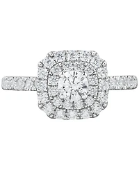 Diamond Cushion Shaped Round-Cut Multi Halo Engagement Ring (1 ct. t.w.) in 14k White Gold