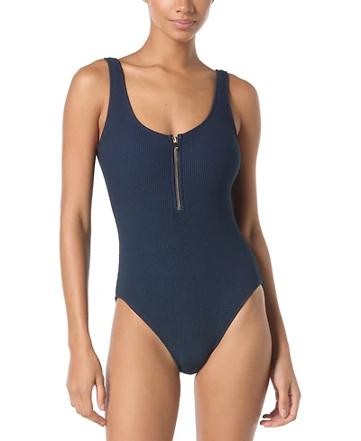 Michael Kors Women's Zip-Front One-Piece Swimsuit