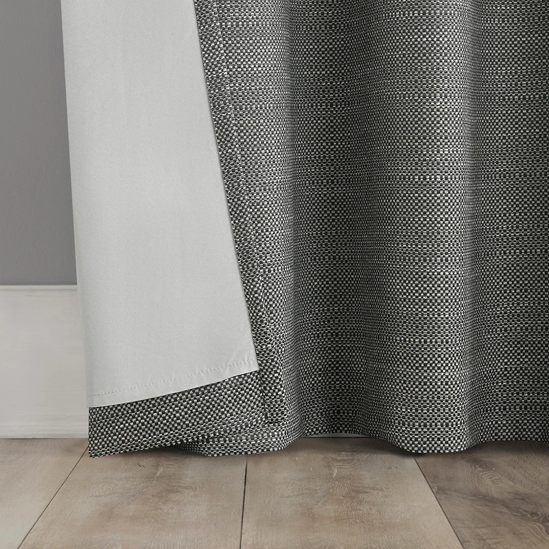 Sarasi Contrast Tweed Magnetic Closure 100% Blackout Grommet Curtain Panel