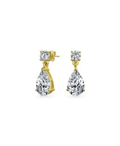 Bling Jewelry Classic Simple Cubic Zirconia Teardrop Cz Dangle Drop Earrings Gold Plated .925 Sterling Silver