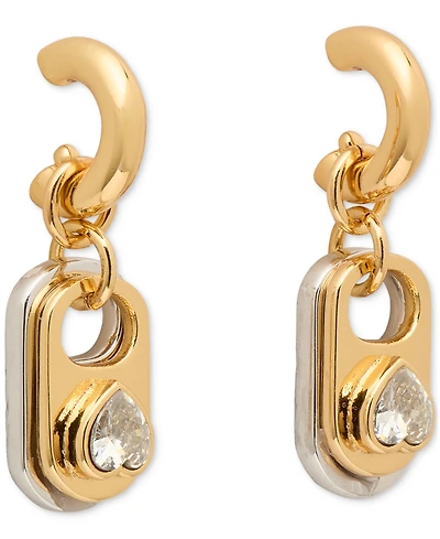 kate spade new york Two-Tone Crystal Pop Tab Charm Hoop Earrings