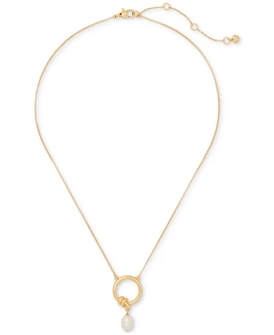 kate spade new york Gold-Tone Freshwater Pearl Pendant Necklace, 18" + 3" extender