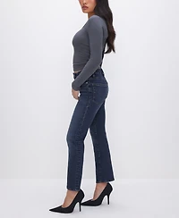 Good American Petite Mid-Rise Straight Jeans