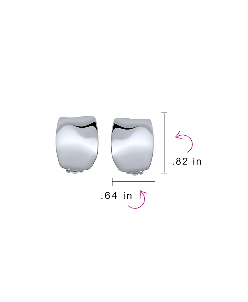 Bling Jewelry Geometric Hammered Dome Half Hoop Clip-On Earrings For Non-Pierced Ears