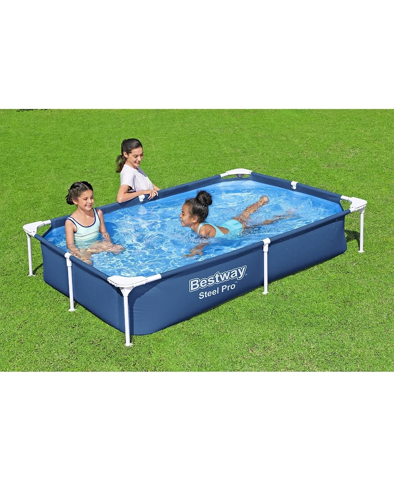 Bestway Steel Pro 87" x 59" x 17" Rectangular Above Ground Outdoor Swimming Pool