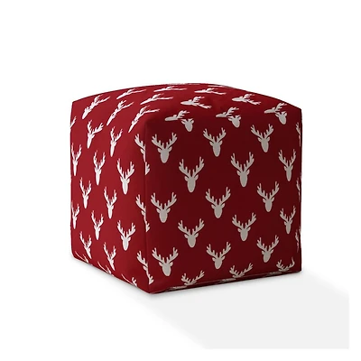 Stag Pattern Cotton Pouf Ottoman – Decorative and Comfortable
