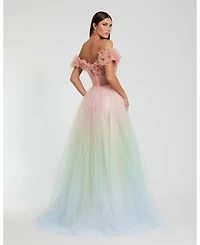 Mac Duggal Women's Off The Shoulder Ombre Tulle Ballgown