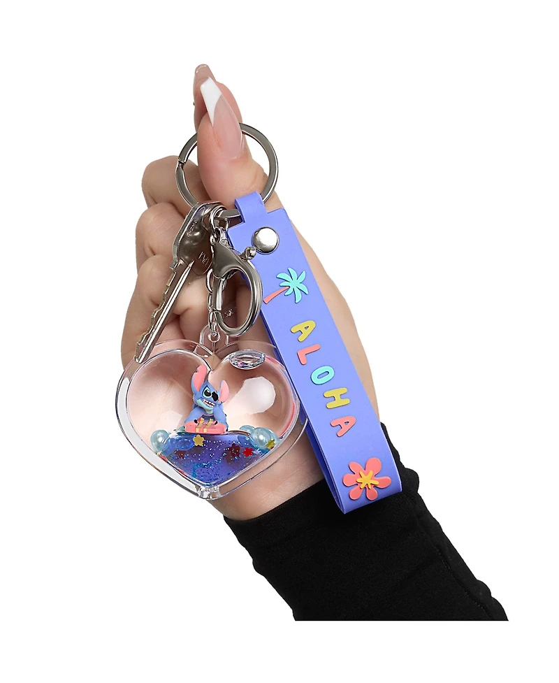 Disney Lilo & Stitch Aloha Heart Keychain with Floating Charms