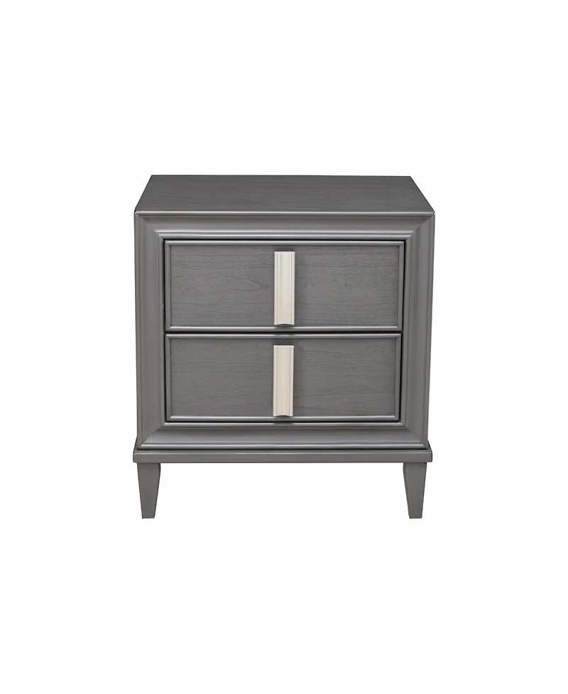 Two-Drawer Contemporary Wood Nightstand for Bedroom Storage