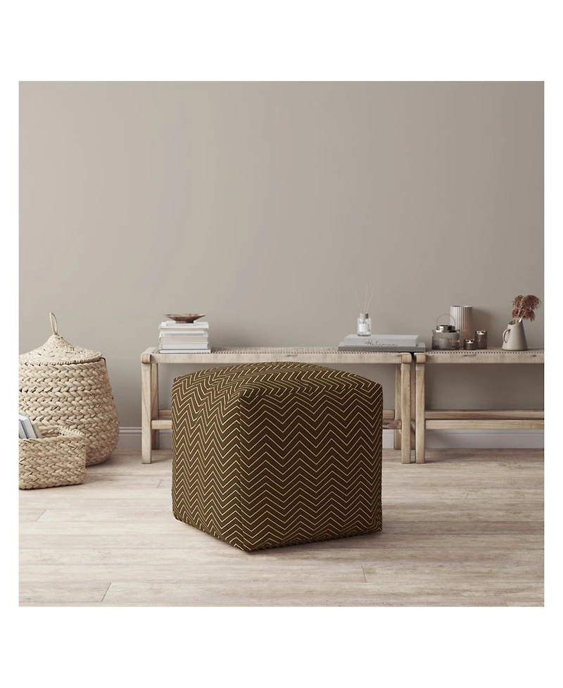 Chevron Pattern Cotton Pouf Ottoman – Cozy Accent