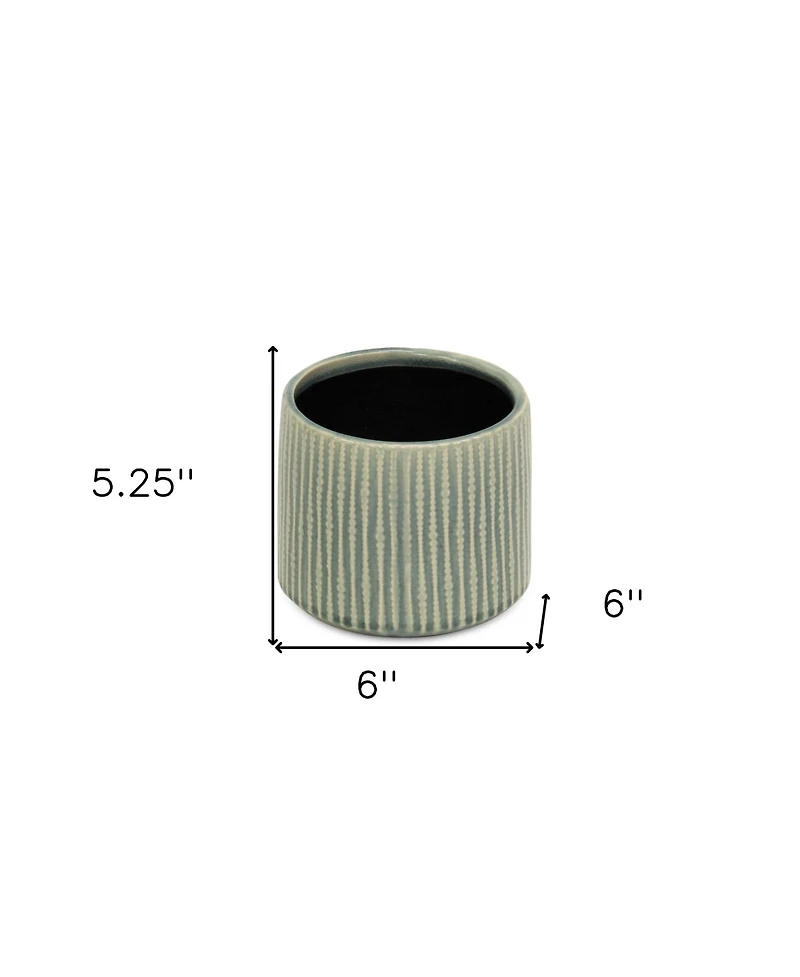 Striped Ceramic Round Planter – Versatile Pot for Indoor & Outdoor Spaces