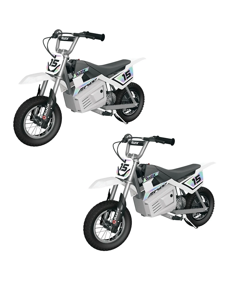 Razor MX400 Dirt Rocket 24V Electric Toy Motocross Dirt Bike, White (2 Pack