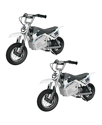 Razor MX400 Dirt Rocket 24V Electric Toy Motocross Dirt Bike, White (2 Pack
