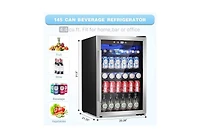 Zafro Mini Beverage Fridge with Glass Door - 145 Can Capacity, 4.4Cu.Ft Cooler for Soda, Beer or Wine, Perfect for Home, Office or Bar