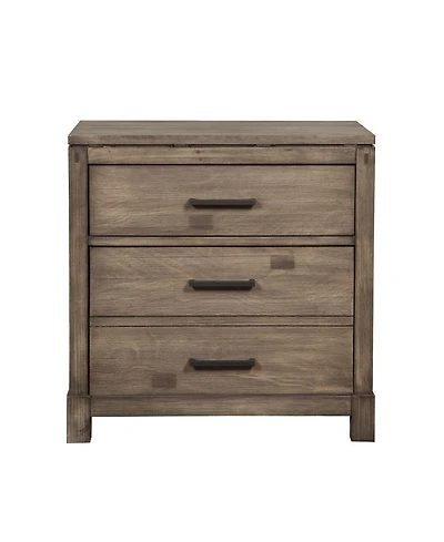 Rustic Weathered Wood Nightstand with Two Drawers for Bedside Essentials