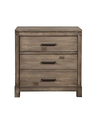 Rustic Weathered Wood Nightstand with Two Drawers for Bedside Essentials