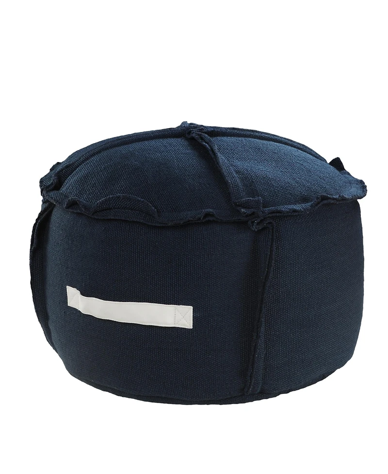 Round Patchwork Pouf Ottoman for Indoor and Outdoor Seating