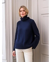 Celtic & Co. Women's Merino Rib Detail Turtleneck Sweater