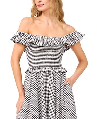 CeCe Women's Off-the-Shoulder Gingham Maxi Dress