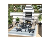 Beige 5-Piece Patio Dining Set with 4 Textilene Swivel Chairs