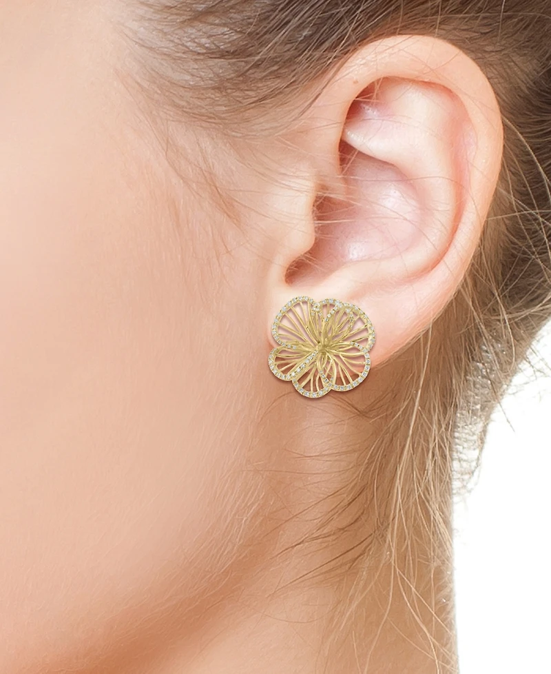 Effy Diamond Openwork Flower Stud Earrings (5/8 ct. t.w.) in 14k Gold