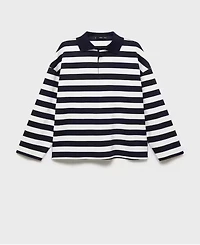 Mango Women's Striped Polo-Neck Sweatshirt