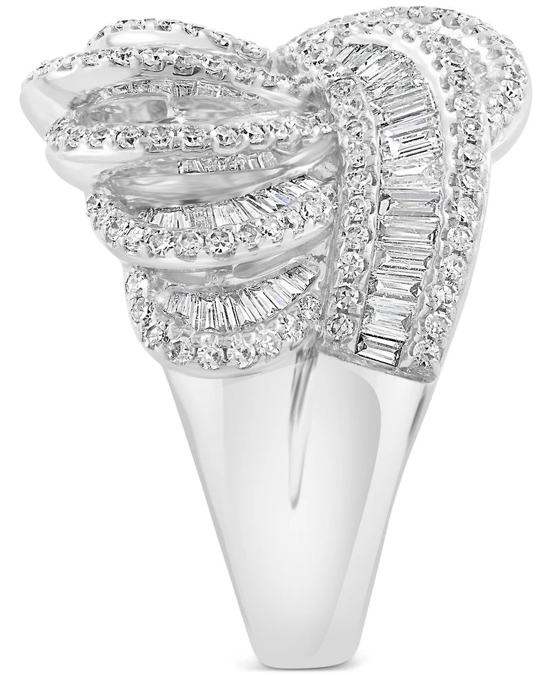 Effy Diamond Round & Baguette Curved Cluster Statement Ring (1-1/2 ct. t.w.) in 14k White Gold