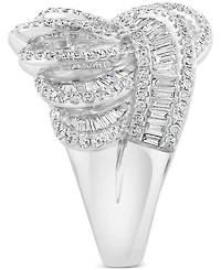 Effy Diamond Round & Baguette Curved Cluster Statement Ring (1-1/2 ct. t.w.) in 14k White Gold