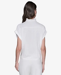 Karl Lagerfeld Paris Women's Studded Ruffled Button-Front Shirt