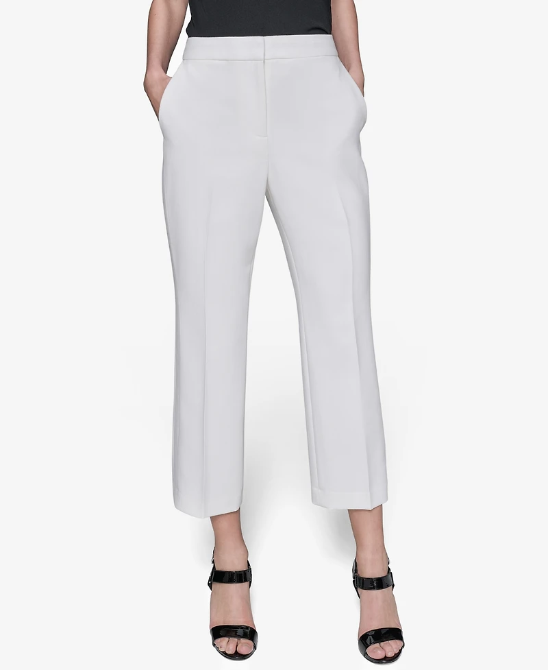 Karl Lagerfeld Paris Women's Cropped Wide-Leg Mid-Rise Pants