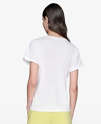 Karl Lagerfeld Paris Women's Crewneck Tulip-Sleeve Blouse