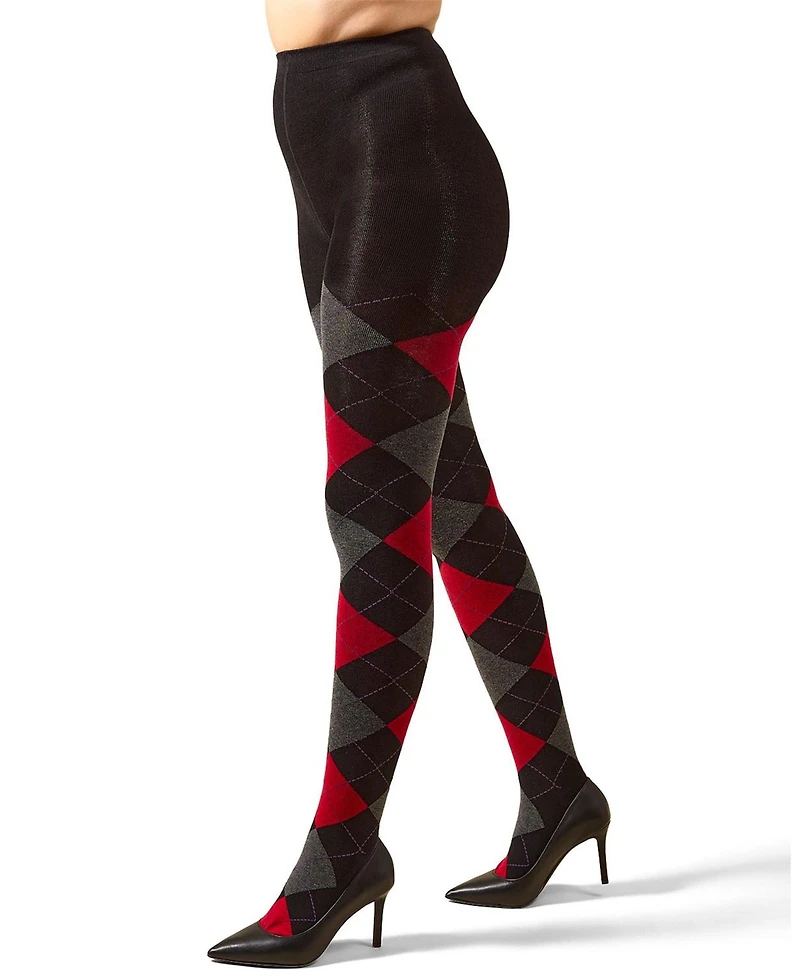 MeMoi Women's Textured Argyle Patterned Sweater Tights