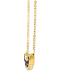 Le Vian Chocolate Diamond & Nude Diamond Scallop Halo Cluster Curved Bar 19" Pendant Necklace (3/4 ct. t.w.) in 14k Gold