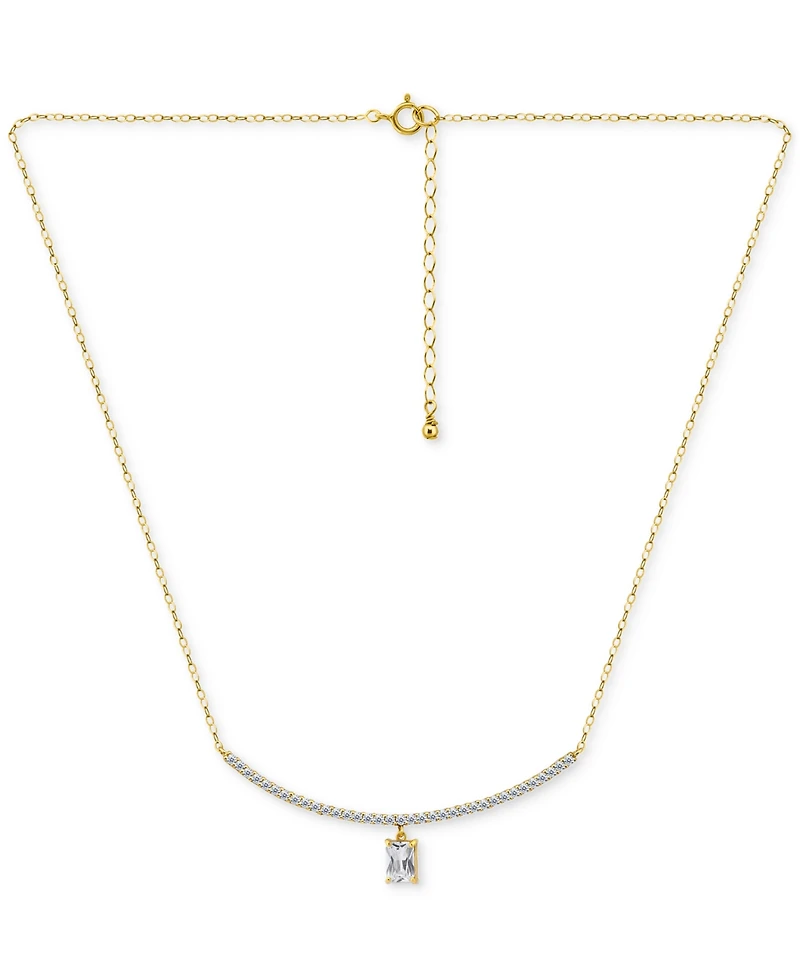 Giani Bernini Cubic Zirconia Curved Bar Baguette Pendant Necklace, 16" + 2" extender