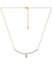Giani Bernini Cubic Zirconia Curved Bar Baguette Pendant Necklace, 16" + 2" extender
