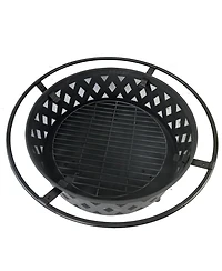 Streamdale Diamond Mesh Round Fire Pit with Cover, Poker, and Accessories