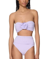 Kate Spade Womens Rosette Detail Convertible Bandeau Bikini Top High Waist Bikini Bottoms