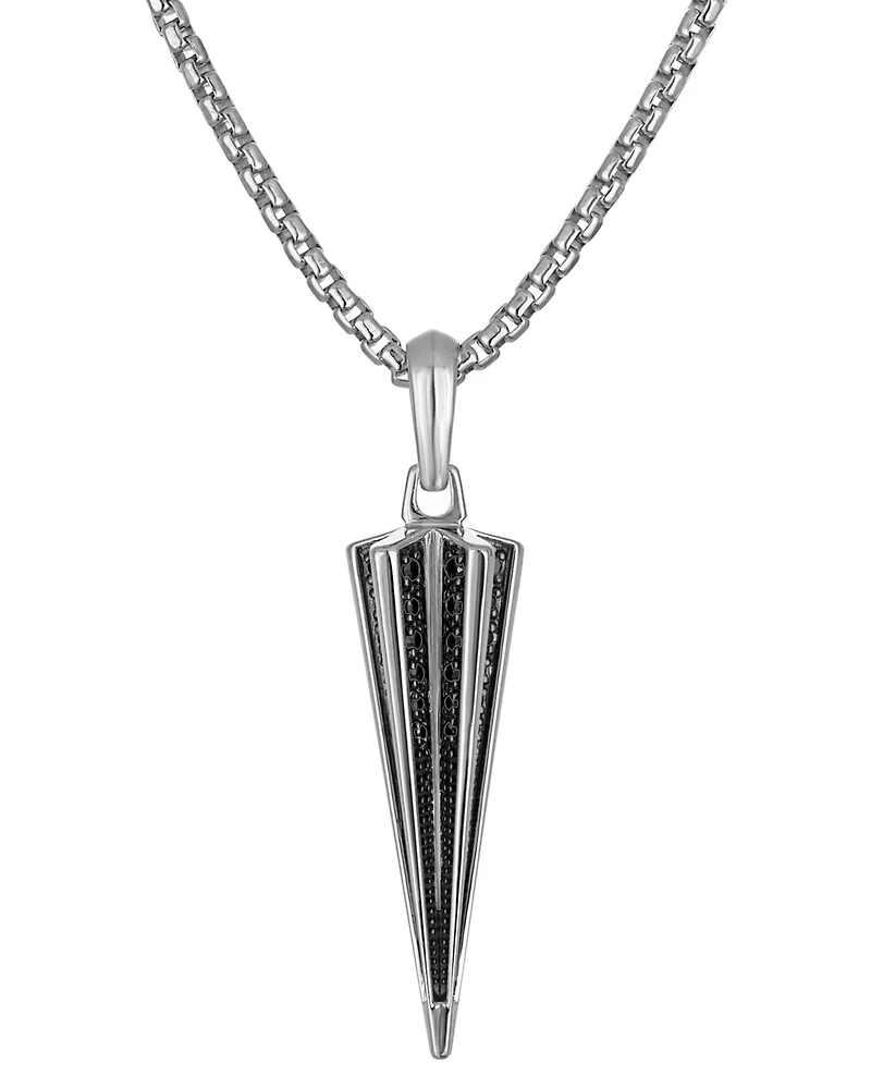 Bulova Men's Icon Sterling Silver Black Diamond (1/4 ct. t.w.) Spike Pendant Necklace, 24" + 2" extender