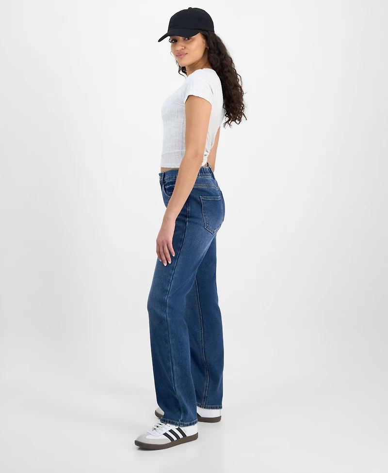 Dollhouse Juniors' High-Rise Baggy Straight-Leg Jeans